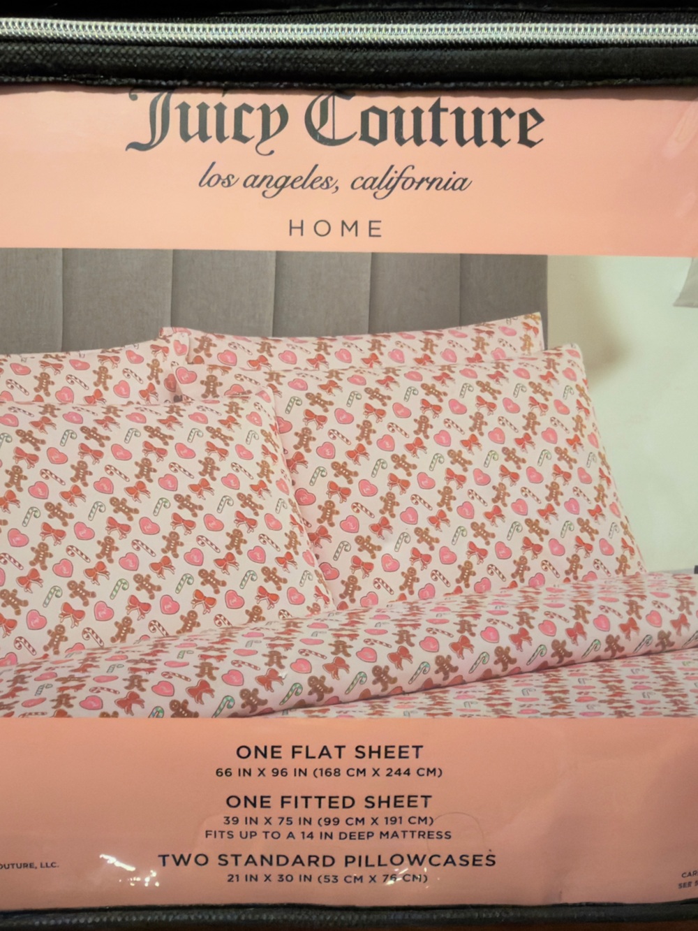 Juicy Couture Pink Gingerbread & Hearts Twin Sheet Set
